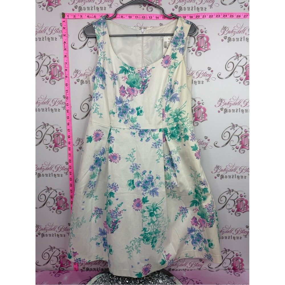 Ricki's dress Cream Floral Midi Dress with Green & Purple Flowers